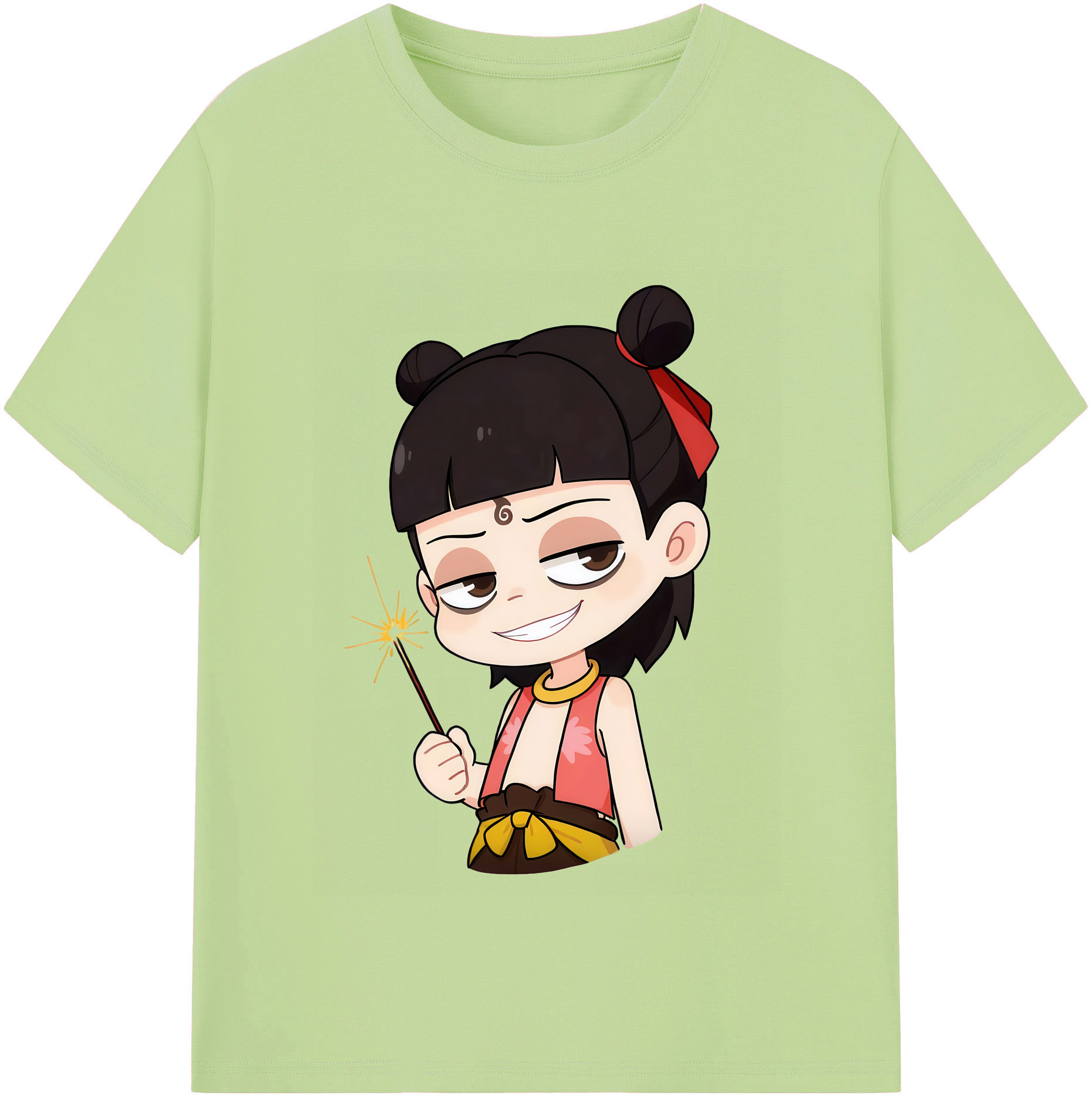 （画像用） Ne Zha 2 ナタ 魔童の大暴れ 綿100％半袖Tシャツ（フロントプリント）